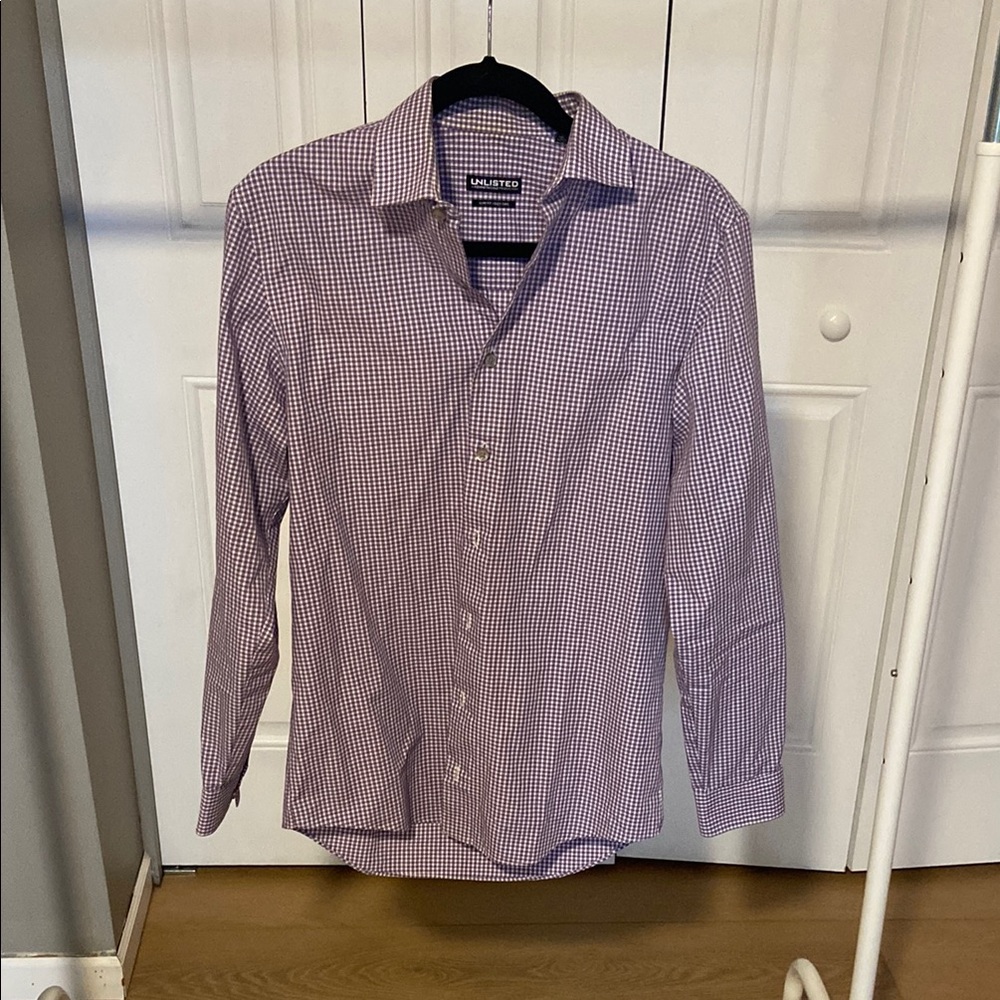 Kenneth Cole Men's Purple Checkered Dress Shirt